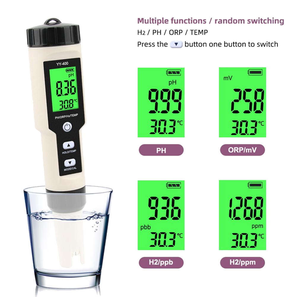 4 in 1 YY-400 PH/ORP/H2&TEM Me - Ph Meter Digital Water Tester 评论和价格